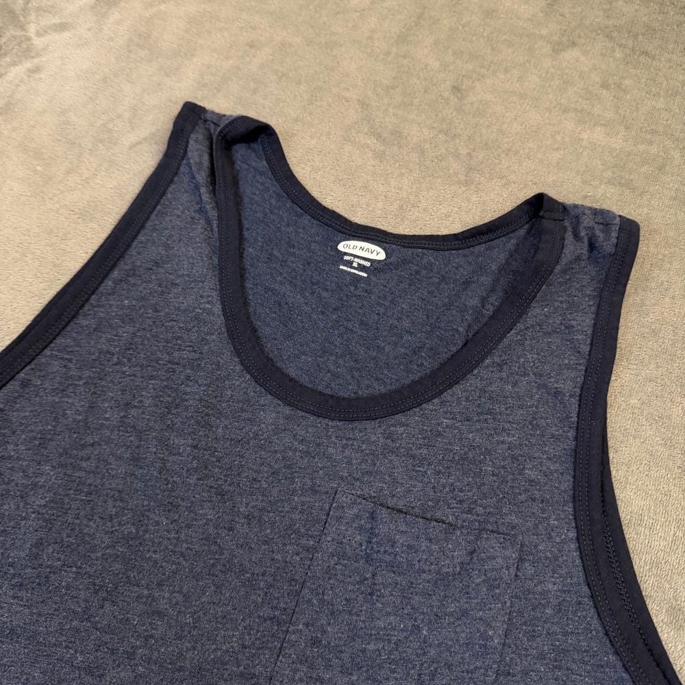 Old Navy Soft Washed Tank Top Mens Extra Large Blue Heathered Pocket